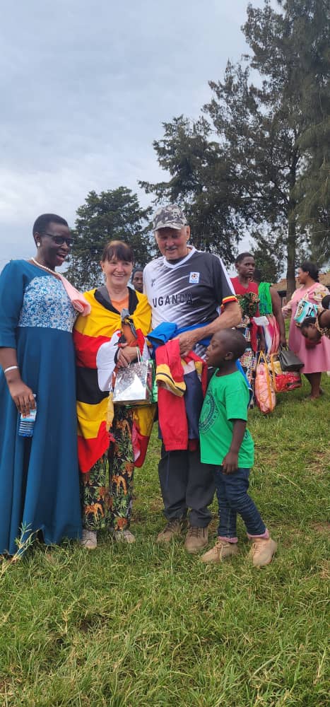 Girls receiving hygiene packs